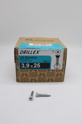 Vis autoperceuse TF DRILLEX 3,9x25mm PH2 Zn blanc 500pcs - Boite de 500 pcs