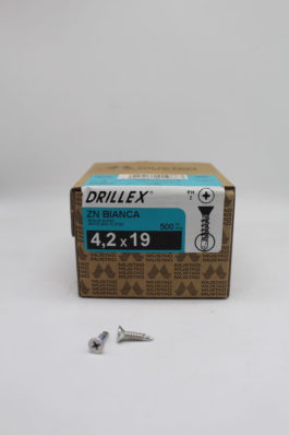 Vis autoperceuse TF DRILLEX 4,2x19mm PH2 Zn blanc 500pcs - Boite de 500 pcs